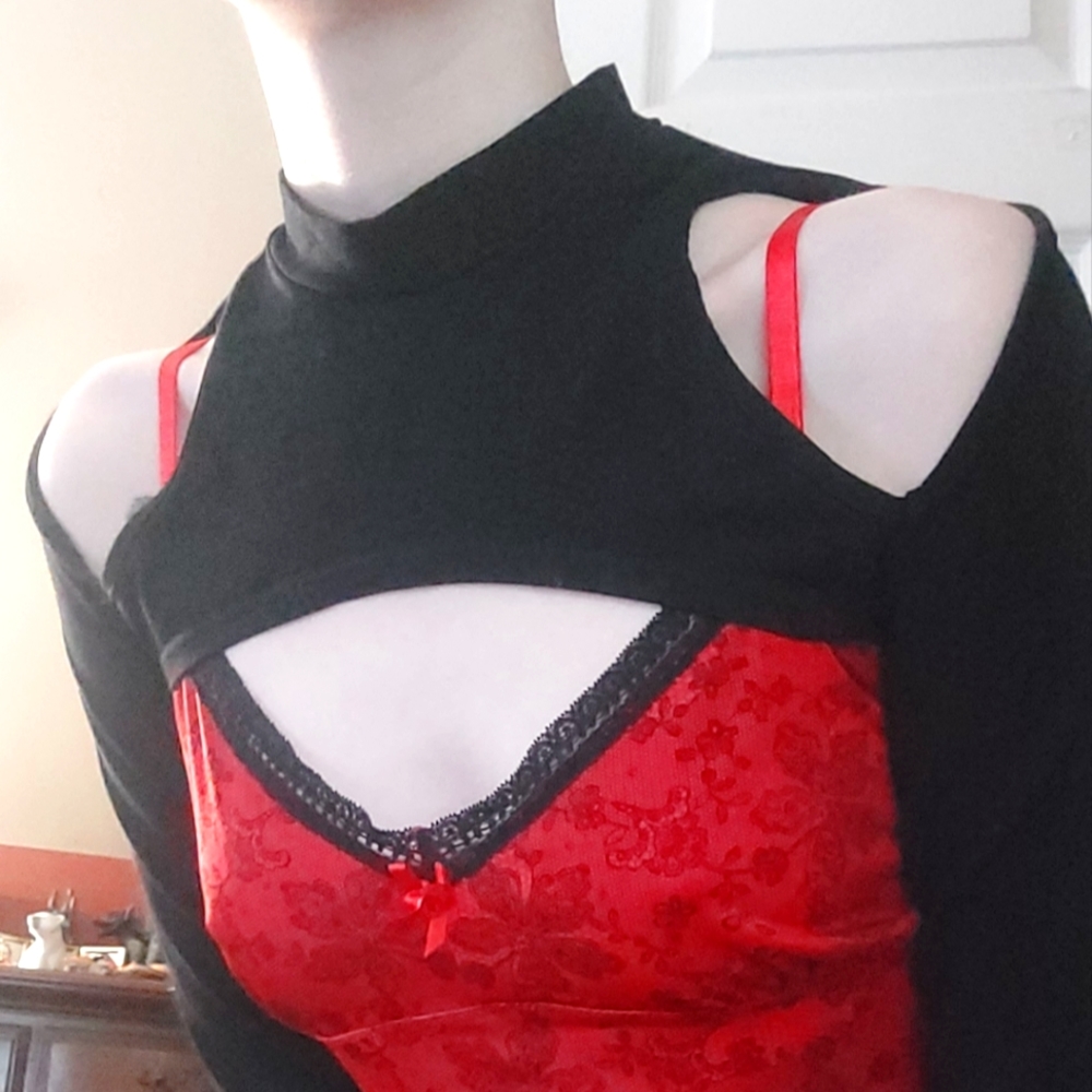 Cold Shoulder Mock Neck Black Shrug